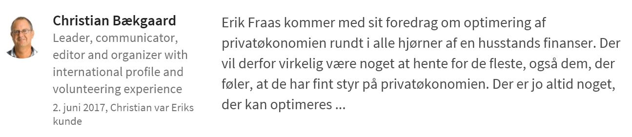 Christian Bækgaard anbefaler PØR og Erik Fraas