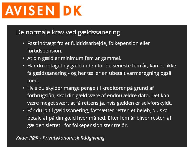 PØR - Regler for at søge gældssanering