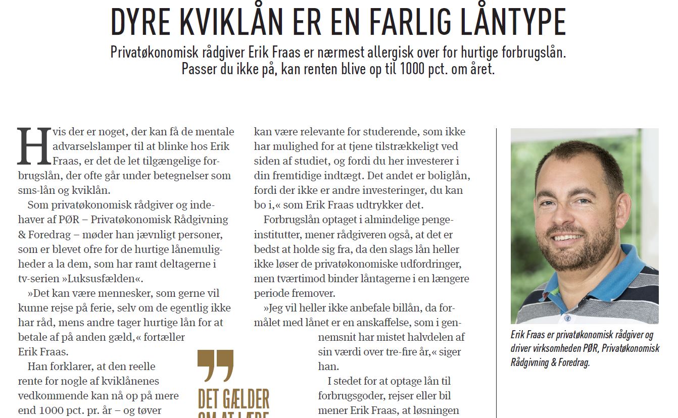 Penge og privatøkonomi - dyre kviklån er en farlig låntype